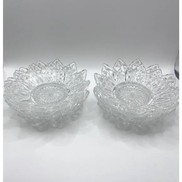 Federal Carnival Glass Petal Bowls Plates 5 1/4" Vintage Set of 8 Candy Dessert - Picture 2 of 8